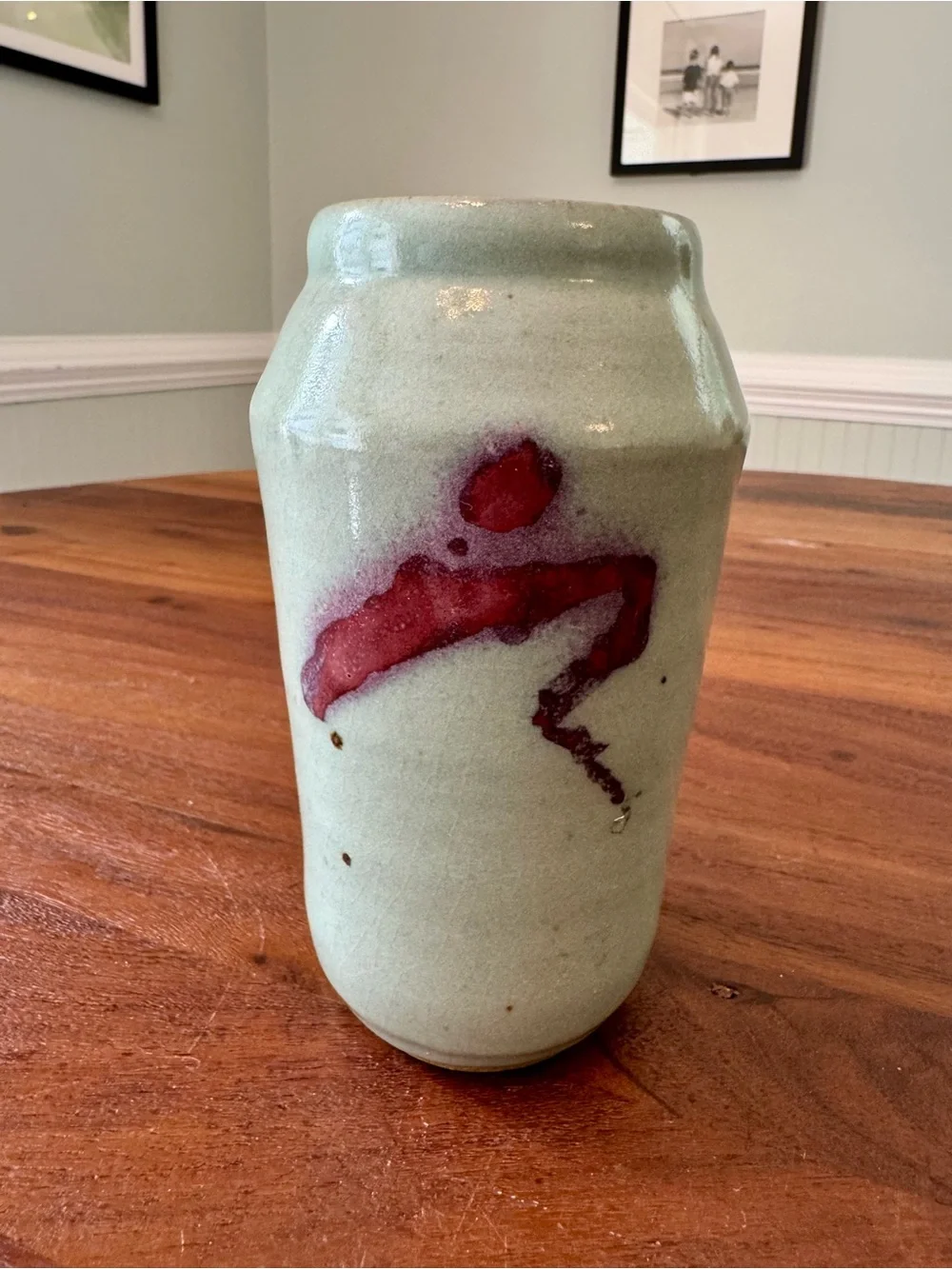 Vtg Studio Pottery Vase Asian Insp Abstract Brushstroke Speckled Glaze Signed